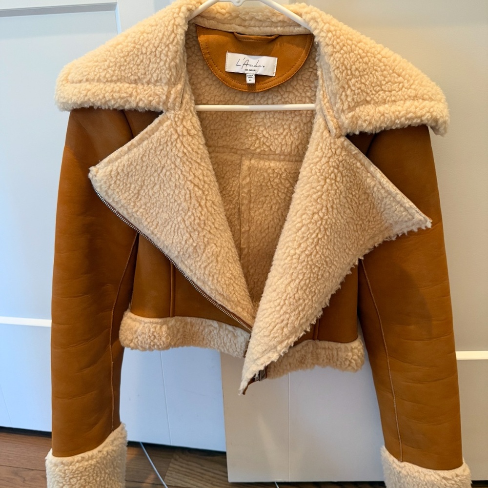 L'Academie x Bridget Taryn Fitted Faux Shearling Jacket - Picture 4 of 6